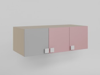 Антресоль на шкаф 3-х створчатый (Розовый/Серый/корпус Клен) в Болотном - bolotnoe.mebel54.com | фото