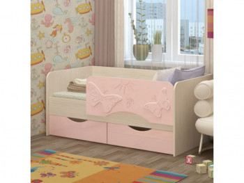 Бабочки Кровать детская 2 ящика 1.6 Розовый глянец в Болотном - bolotnoe.mebel54.com | фото
