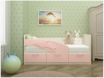 Дельфин-3 Кровать детская 3 ящика с ручками 1.8 Розовый глянец в Болотном - bolotnoe.mebel54.com | фото