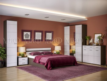 Спальня Нэнси (Венге/Белый глянец) в Болотном - bolotnoe.mebel54.com | фото