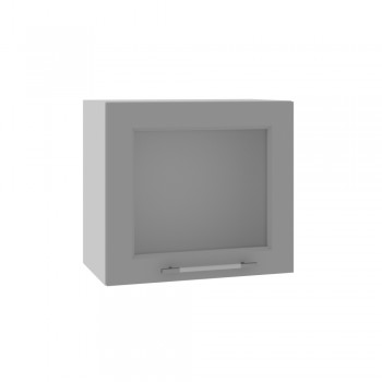 Капри ВПГС 500 шкаф верхний горизонтальный со стеклом высокий (Липа белый/корпус Серый) в Болотном - bolotnoe.mebel54.com | фото