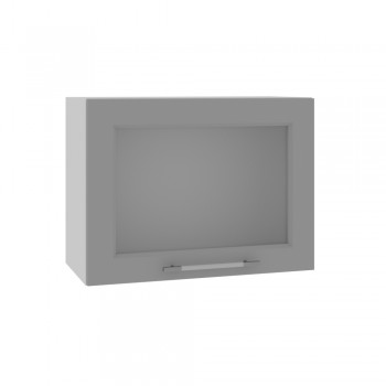 Капри ВПГС 600 шкаф верхний горизонтальный со стеклом высокий (Липа белый/корпус Серый) в Болотном - bolotnoe.mebel54.com | фото