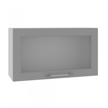 Капри ВПГС 800 шкаф верхний горизонтальный со стеклом высокий (Липа белый/корпус Серый) в Болотном - bolotnoe.mebel54.com | фото