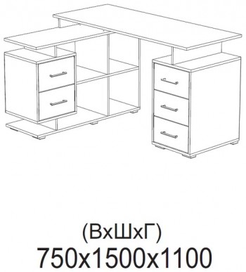Компьютерный стол угловой СКМУ-3 дуб сонома/белый в Болотном - bolotnoe.mebel54.com | фото