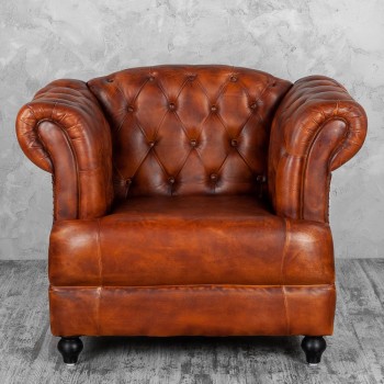 Кресло кожаное Лофт Честер-Нью (Коричневый, Рыжий) в Болотном - bolotnoe.mebel54.com | фото
