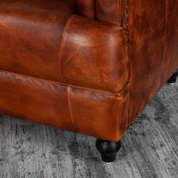 Кресло кожаное Лофт Честер-Нью (Коричневый, Рыжий) в Болотном - bolotnoe.mebel54.com | фото