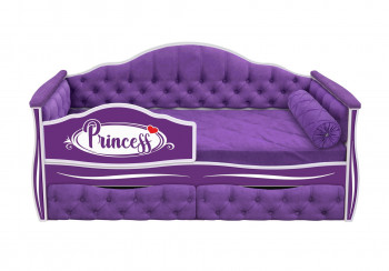 Кровать 160 серии Иллюзия 2 ящика 32 Фиолетовый (мягкие боковые накладки/подушка валик) в Болотном - bolotnoe.mebel54.com | фото