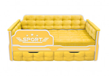 Кровать 160 серии Спорт 2 ящика 74 Жёлтый (мягкие боковые накладки) в Болотном - bolotnoe.mebel54.com | фото