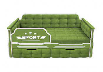 Кровать 160 серии Спорт 2 ящика 76 Зелёный (мягкие боковые накладки) в Болотном - bolotnoe.mebel54.com | фото