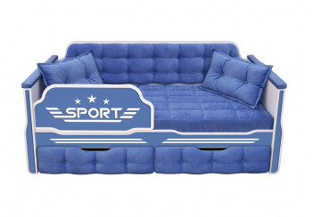Кровать 160 серии Спорт 2 ящика 85 Синий (подушки) в Болотном - bolotnoe.mebel54.com | фото