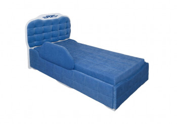 Кровать 190 Атлет Lux 29 Синий (мягкий бортик) в Болотном - bolotnoe.mebel54.com | фото