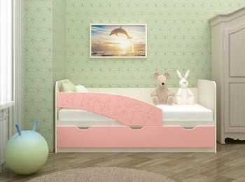 Кровать Бабочки 1,6м (Розовый металлик) в Болотном - bolotnoe.mebel54.com | фото
