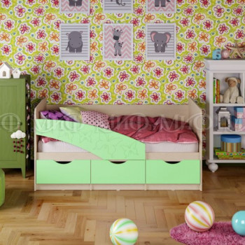 Кровать Бабочки 1,6м (Салат матовый) в Болотном - bolotnoe.mebel54.com | фото