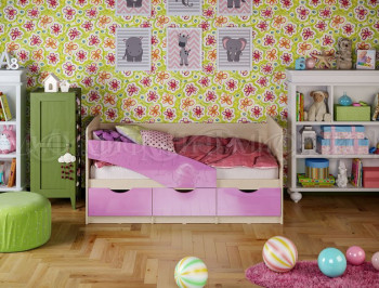 Кровать Бабочки 1,6м (Сиреневый металлик) в Болотном - bolotnoe.mebel54.com | фото