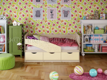 Кровать Бабочки 1,6м (Ваниль матовый) в Болотном - bolotnoe.mebel54.com | фото