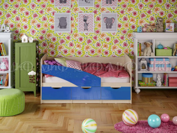 Кровать Бабочки 1,8м (Синий металлик) в Болотном - bolotnoe.mebel54.com | фото