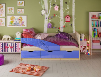 Кровать детская 1,6м Дельфин (Синий металлик) в Болотном - bolotnoe.mebel54.com | фото