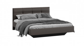 Кровать «Элис» c мягкой обивкой тип 1 Экокожа/Темно-коричневый/1400 в Болотном - bolotnoe.mebel54.com | фото