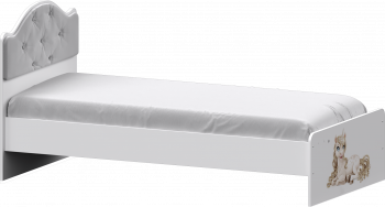 Кровать Каспер с мягкой спинкой и фотопечатью (800х1900) Белый в Болотном - bolotnoe.mebel54.com | фото