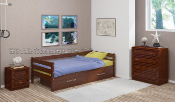 Кровать одинарная ГЛОРИЯ из массива сосны  900*2000 (Орех) в Болотном - bolotnoe.mebel54.com | фото