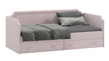 Кровать с мягкой обивкой и ящиками «Кантри» Тип 1 (900) (Велюр пудровый) в Болотном - bolotnoe.mebel54.com | фото