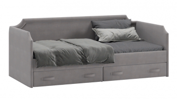 Кровать с мягкой обивкой и ящиками «Кантри» Тип 1 (900) (Велюр Светло-серый) в Болотном - bolotnoe.mebel54.com | фото