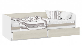 Кровать «Сканди» с 2 ящиками Дуб Гарден/Белый/Глиняный серый в Болотном - bolotnoe.mebel54.com | фото