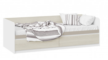 Кровать «Сканди» с 2 ящиками Дуб Гарден/Белый/Глиняный серый в Болотном - bolotnoe.mebel54.com | фото