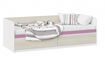 Кровать «Сканди» с 2 ящиками Дуб Гарден/Белый/Лиловый в Болотном - bolotnoe.mebel54.com | фото
