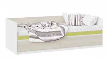 Кровать «Сканди» с 2 ящиками Дуб Гарден/Белый/Зеленый в Болотном - bolotnoe.mebel54.com | фото