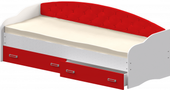 Кровать Софа-7 с мягкой спинкой (800х1900) Белый/Красный в Болотном - bolotnoe.mebel54.com | фото