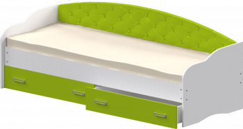 Кровать Софа-7 с мягкой спинкой (800х1900) Белый/Лайм в Болотном - bolotnoe.mebel54.com | фото