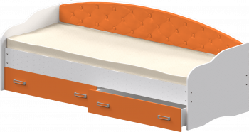 Кровать Софа-8 с мягкой спинкой (900х2000) Белый/Оранжевый в Болотном - bolotnoe.mebel54.com | фото