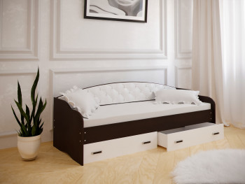 Кровать Софа-8 с мягкой спинкой (900х2000) Венге/ Белый в Болотном - bolotnoe.mebel54.com | фото