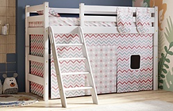 Кровать Соня вариант 6 полувысокая с наклонной лестницей Белый полупрозрачный в Болотном - bolotnoe.mebel54.com | фото