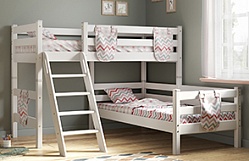 Кровать Соня вариант 8 угловая с наклонной лестницей Белый полупрозрачный в Болотном - bolotnoe.mebel54.com | фото