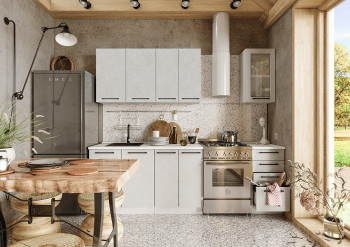 Кухонный гарнитур Нувель 1800мм белый/бетон белый в Болотном - bolotnoe.mebel54.com | фото
