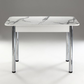 Кухонный стол 1100*700/400 ф 2 Пластик, мрамор белый в Болотном - bolotnoe.mebel54.com | фото