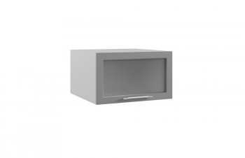 Лофт ГПГС 600 шкаф верхний горизонтальный глубокий со стеклом (Бетон темный/корпус Серый) в Болотном - bolotnoe.mebel54.com | фото