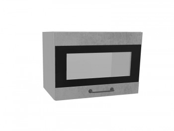 Лофт ПГСФ 500 шкаф верхний горизонтальный со стеклом и фотопечатью (Бетон светлый/корпус Серый) в Болотном - bolotnoe.mebel54.com | фото