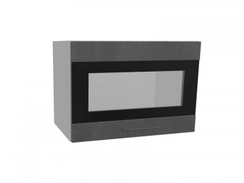 Лофт ПГСФ 500 шкаф верхний горизонтальный со стеклом и фотопечатью (Бетон темный/корпус Серый) в Болотном - bolotnoe.mebel54.com | фото
