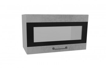Лофт ПГСФ 600 шкаф верхний горизонтальный со стеклом и фотопечатью (Бетон светлый/корпус Серый) в Болотном - bolotnoe.mebel54.com | фото
