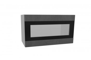 Лофт ПГСФ 600 шкаф верхний горизонтальный со стеклом и фотопечатью (Бетон темный/корпус Серый) в Болотном - bolotnoe.mebel54.com | фото
