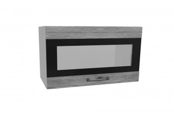 Лофт ПГСФ 600 шкаф верхний горизонтальный со стеклом и фотопечатью (Дуб майский/корпус Серый) в Болотном - bolotnoe.mebel54.com | фото
