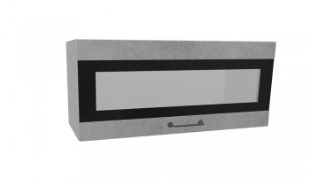 Лофт ПГСФ 800 шкаф верхний горизонтальный со стеклом и фотопечатью (Бетон светлый/корпус Серый) в Болотном - bolotnoe.mebel54.com | фото
