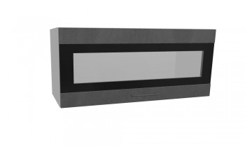 Лофт ПГСФ 800 шкаф верхний горизонтальный со стеклом и фотопечатью (Бетон темный/корпус Серый) в Болотном - bolotnoe.mebel54.com | фото