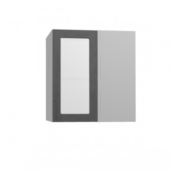 Лофт ПУС 650 шкаф верхний угловой со стеклом (Бетон темный/корпус Серый) в Болотном - bolotnoe.mebel54.com | фото