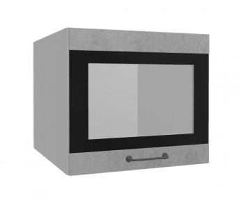 Лофт ВПГСФ 500 шкаф верхний горизонтальный со стеклом высокий с фотопечатью (Бетон светлый/корпус Серый) в Болотном - bolotnoe.mebel54.com | фото