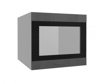 Лофт ВПГСФ 500 шкаф верхний горизонтальный со стеклом высокий с фотопечатью (Бетон темный/корпус Серый) в Болотном - bolotnoe.mebel54.com | фото