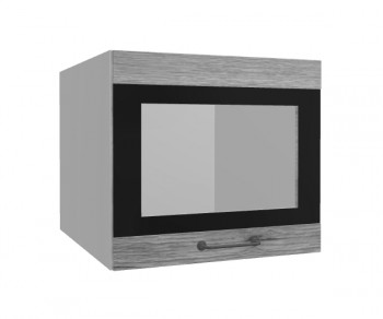 Лофт ВПГСФ 500 шкаф верхний горизонтальный со стеклом высокий с фотопечатью (Дуб майский/корпус Серый) в Болотном - bolotnoe.mebel54.com | фото